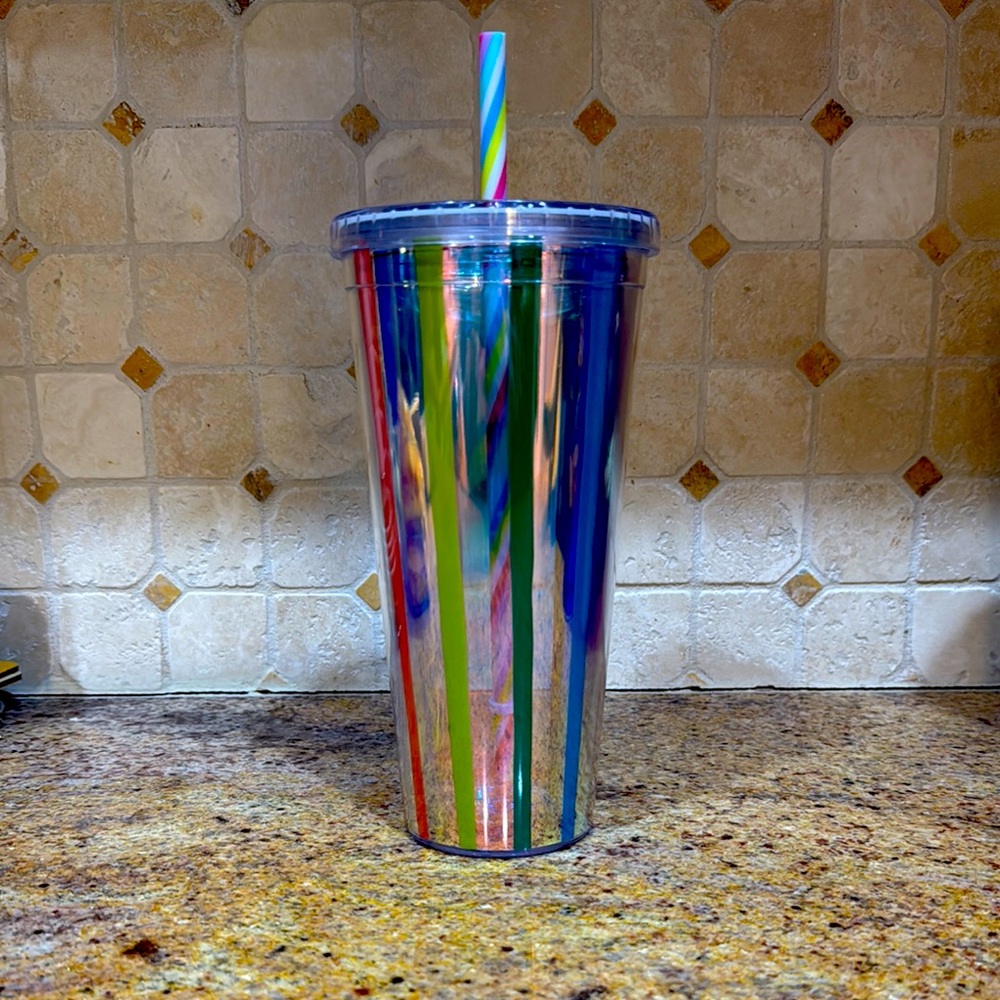 Pride Striped Cup with Straw.